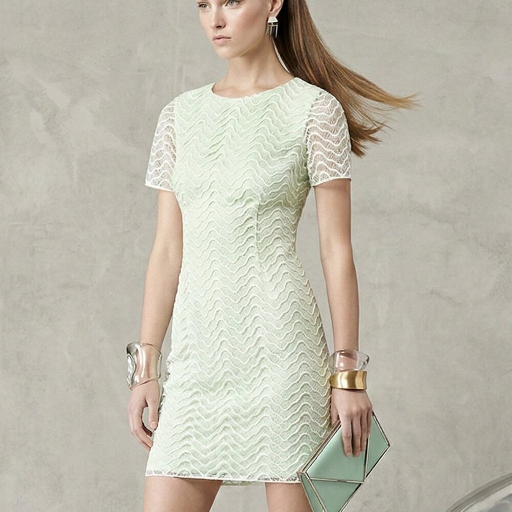 REISS Larkie Lace Overlay Dress — Mint — Size 4 — NWT